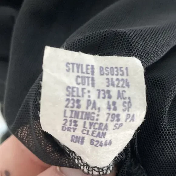 Nicole Miller Faux Wrap Maxi Dress Womens 4 Black Y2K Witchy Fairy Whimsigoth - Picture 12 of 13